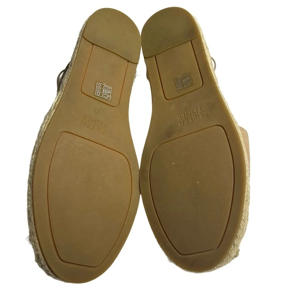 Eileen Fisher Tan Taupe Suede Leather Closed Toe Espadrilles, Size 7.5